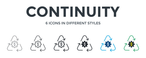 Continuity Icon In Different Style Vector Illustration. Designed In Thin Line, Regular Line, Bold Line, Glyph, Color Fill, And Flat Style Can Be Used For Web