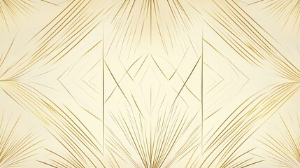 Obraz premium Vector abstract geometric golden background. Art deco wedding, party pattern, geometric ornament, linear style with leaves. Horizontal orientation luxury decoration element