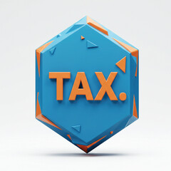 3D Tax Icon Blue Orange Geometric Hexagon