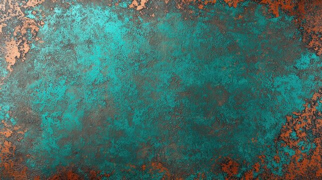 Distressed Surface: An aged, heavily textured backdrop featuring copper oxidation