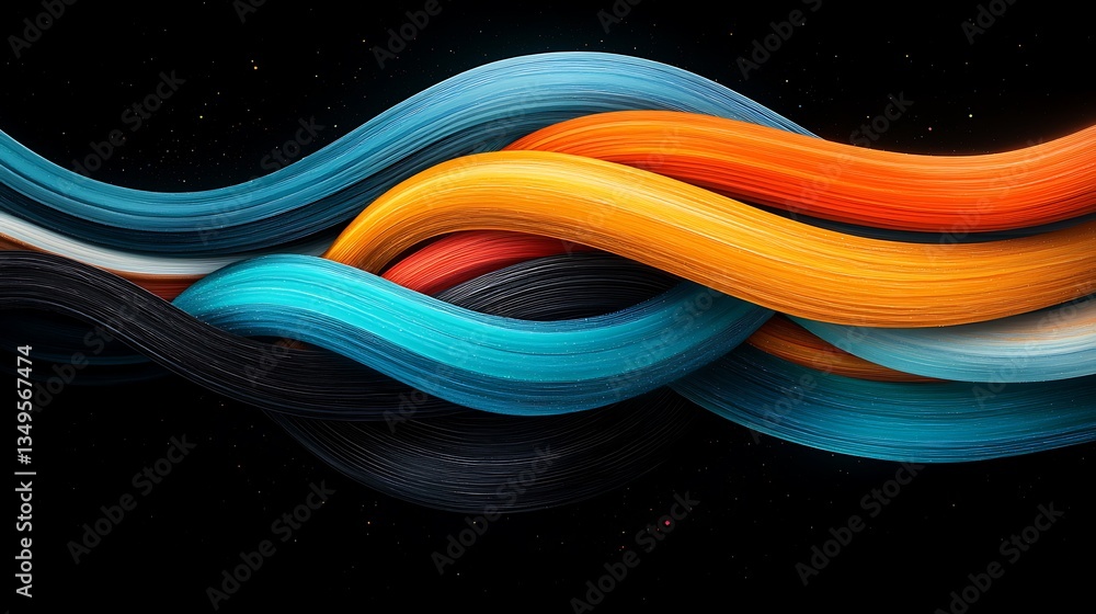 Poster abstract colorful wavy lines