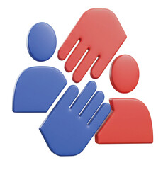 Teamwork Collaboration Partnership Unity Support 3D Icon Helping Hands People Group Community