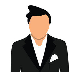 Bust of Business Man in Dark Suit. People at work and white collar worker vector art