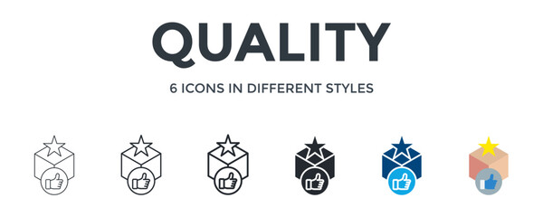 Quality Icon In Different Style Vector Illustration. Designed In Thin Line, Regular Line, Bold Line, Glyph, Color Fill, And Flat Style Can Be Used For Web