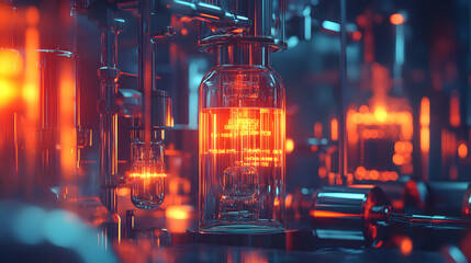 Advanced Pharmaceutical Manufacturing Process in a Futuristic Environment