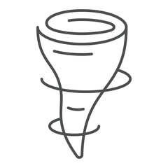Tornado wind swirl thin line icon, insurance event concept. Vector graphics. Natural disaster, high risk weather sign on white background, outline style icon for mobile or web design.