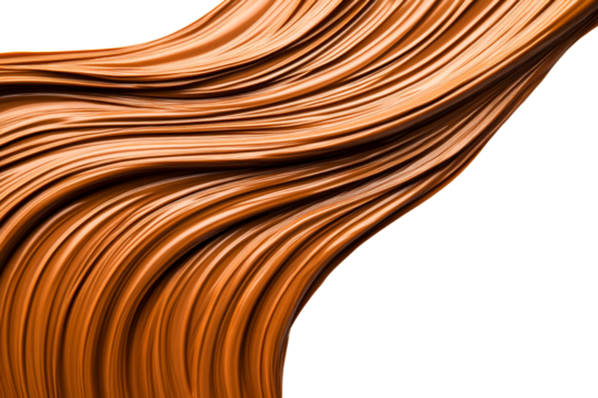 Stylish caramel waves abstraction with depth and smoothness, cut out transparent