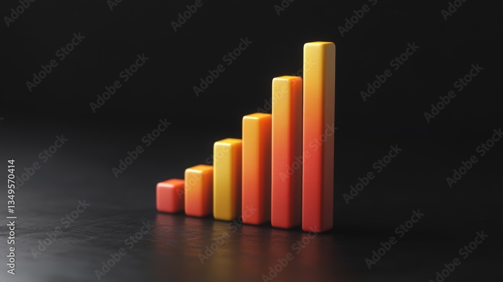 Aufkleber an engaging d bar graph illustrating market trends, with detailed textures on the bars and a gradien