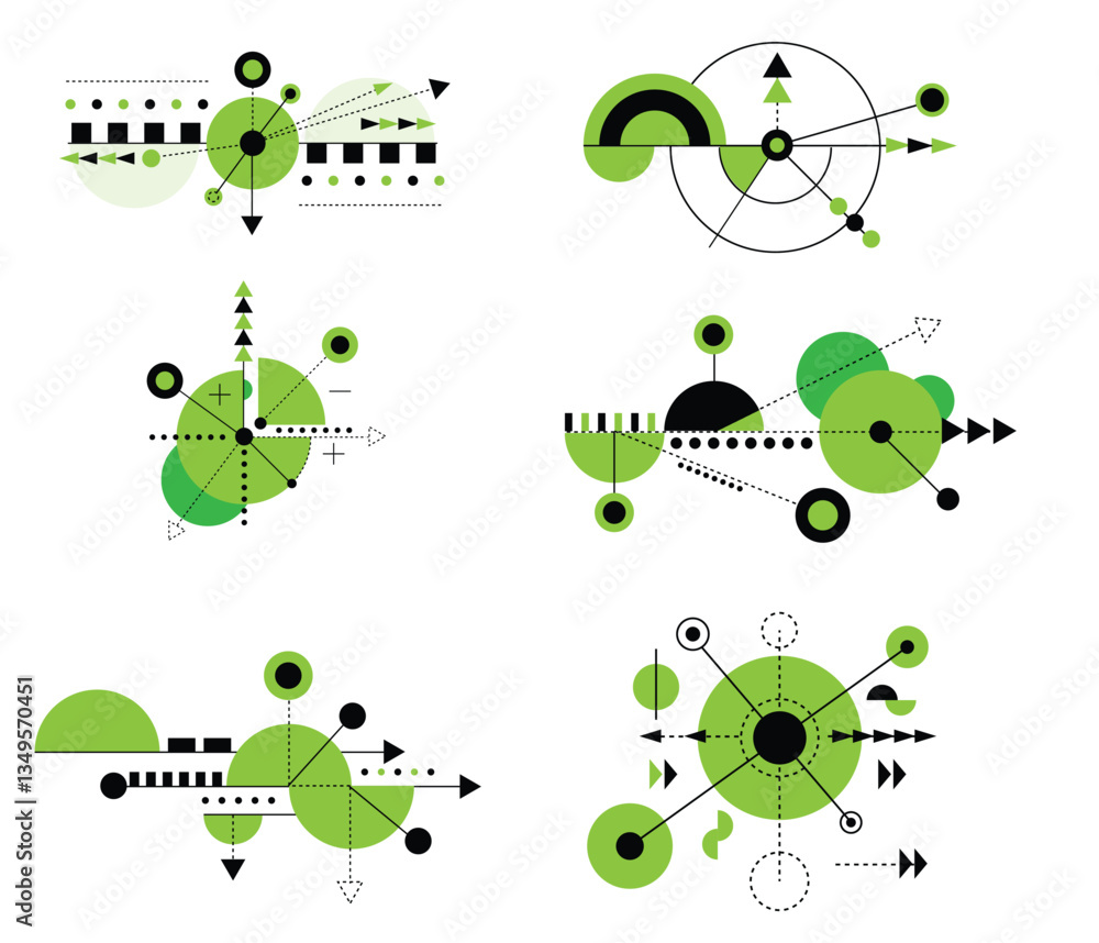 Poster line art futuristic hi tech abstract designs set. graphic design elements and resources vector art