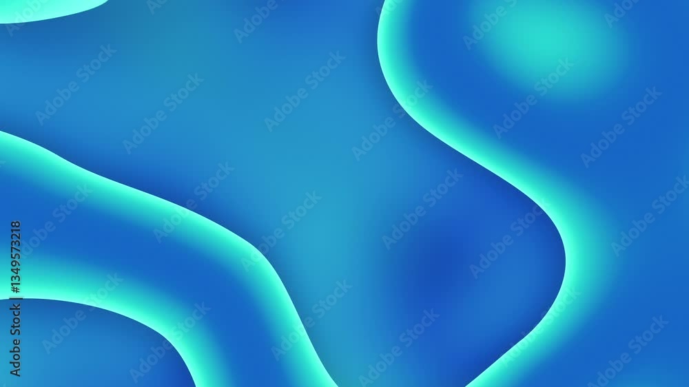 Poster smooth blue motion abstract background. bright curves flow in a seamless design. 3d render, 4k loop