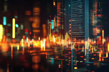 Obraz premium Abstract digital background with glowing lines and data visualization, representing corporate finance and technology. vibrant colors create dynamic and modern atmosphere