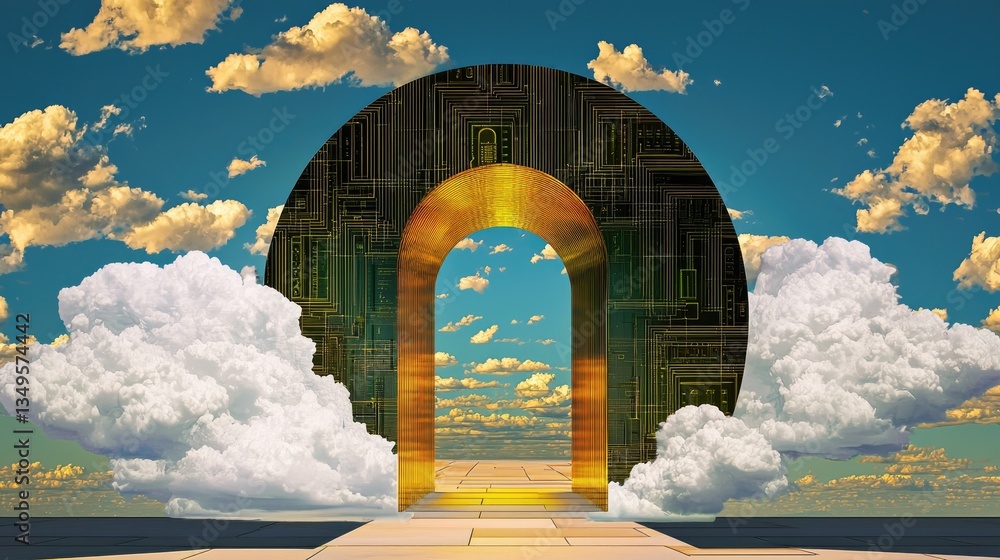 Poster cyber security and cloud computing background with encrypted digital storage connections.