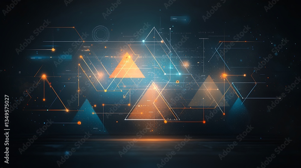 Poster abstract digital graphic design with geometric shapes