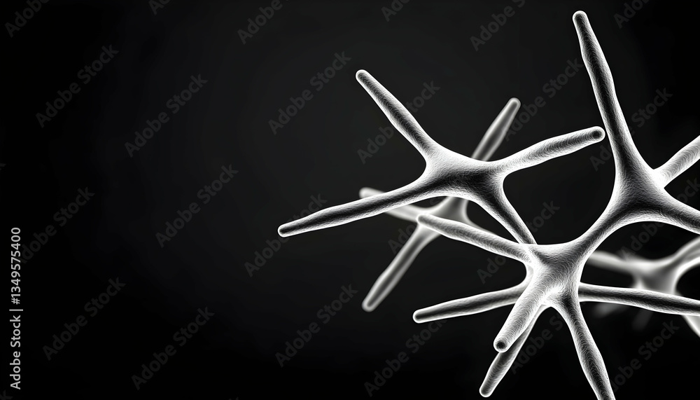 Aufkleber abstract grayscale image of interconnected, star-shaped structures against a dark background