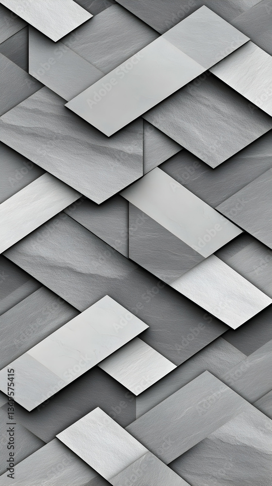 Aufkleber abstract grayscale geometric pattern of overlapping rectangular shapes with a marble-like texture