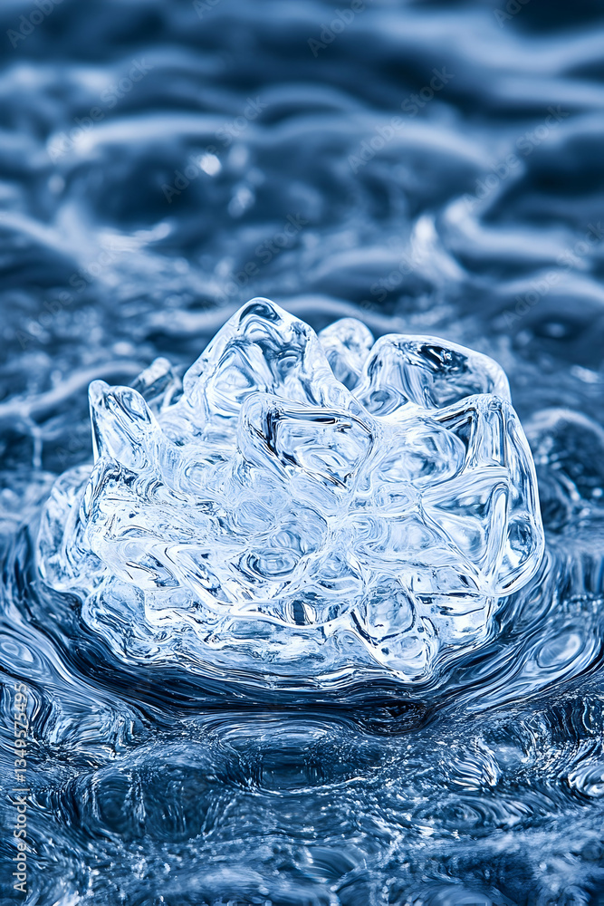 Poster Abstract ice formation in water, creating unique texture and ripple effect