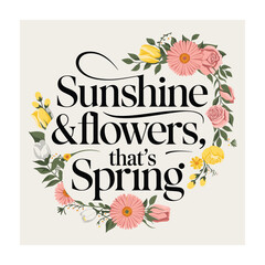 Spring concept vector art. Hello Spring typography illustration