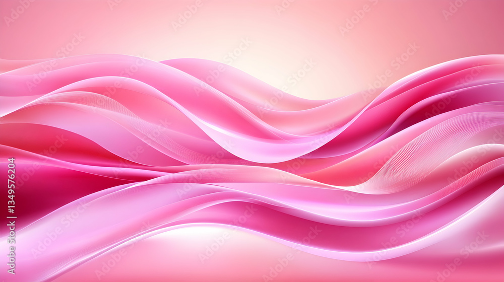 Aufkleber abstract pink waves flowing smoothly on soft background