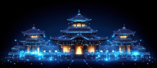 Fototapeta premium Illuminated futuristic architecture depicted in a stunning digital composition display