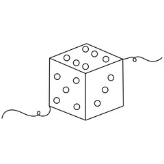 Dice icon   continuous one line drawing of outline vector illustration 
