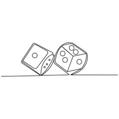 Dice icon   continuous one line drawing of outline vector illustration 
