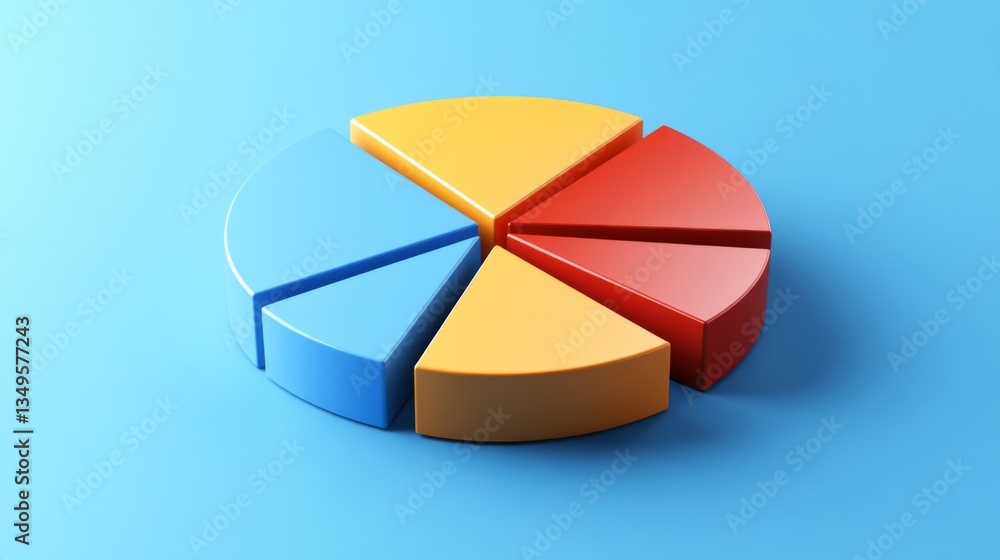 Poster A clean and minimalist D pie chart showcasing statistical data, with a soft shadow effect and evenly distributed segments that highlight key financial insights.