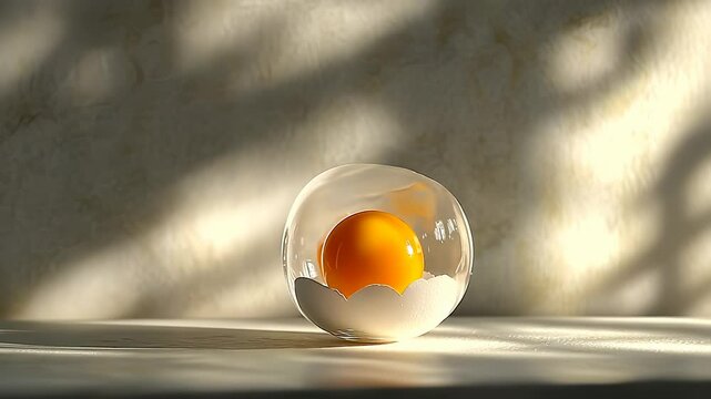 Egg shaped vase. A room with a wall of toys and an egg. A table with a yellow beam of light. Vase in the shape of an egg lifestyle.