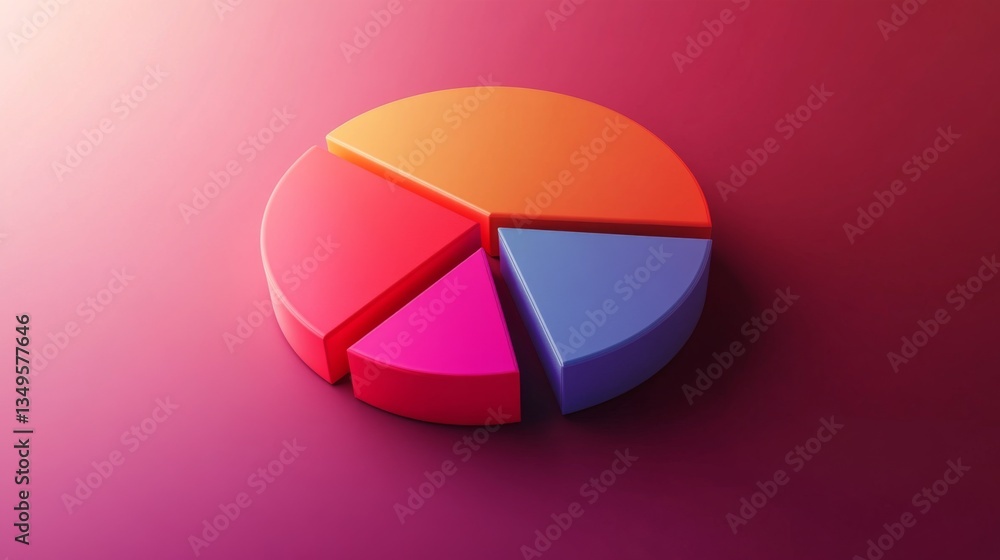 Poster A clean and minimalist D pie chart showcasing statistical data, with a soft shadow effect and evenly distributed segments that highlight key financial insights.