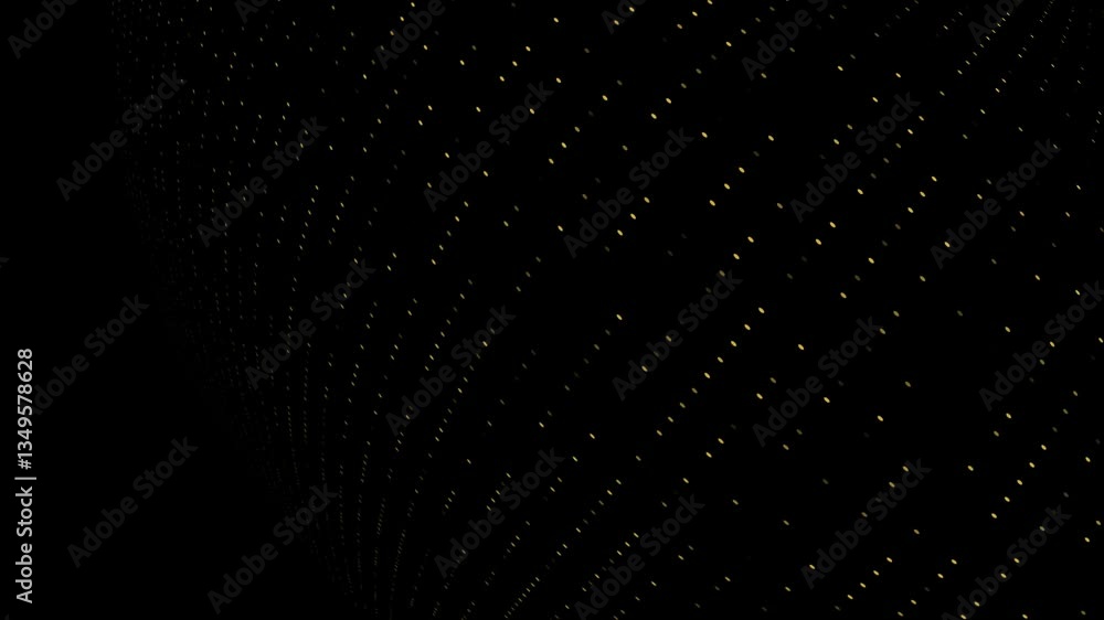Poster glowing specks on dark backdrop: dynamic abstract texture with neon green and yellow elements