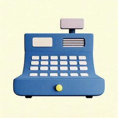 Retro Blue Cash Register: A Playful 3D Render