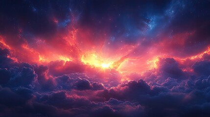 Naklejka premium Epic Sunrise Through Cosmic Clouds