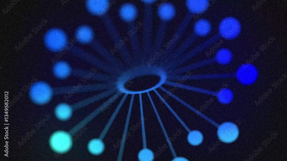 Aufkleber dynamic visualization of interconnected blue spheres in a minimalist network design