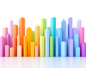 Obraz premium Colorful abstract cityscape, vibrant blocks