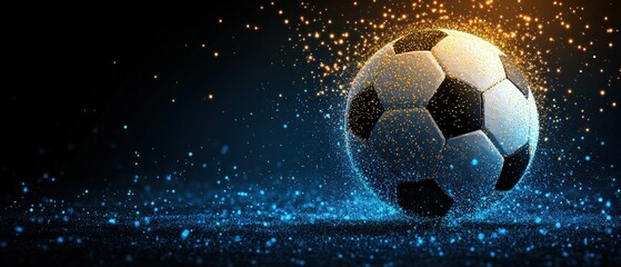 Fototapeta premium A football with artistic particle effects and vibrant color gradients