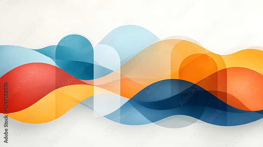Poster abstract colorful wavy shapes background