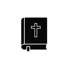 Bible holy book with cross and ribbon flat vector icon
