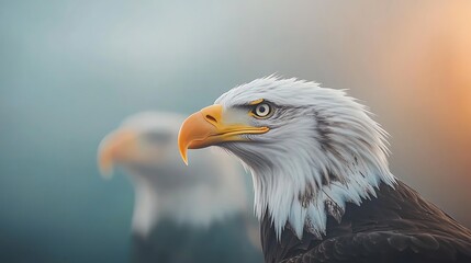 Obraz premium Majestic Bald Eagle at Sunset.