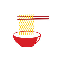 Red bowl of noodles