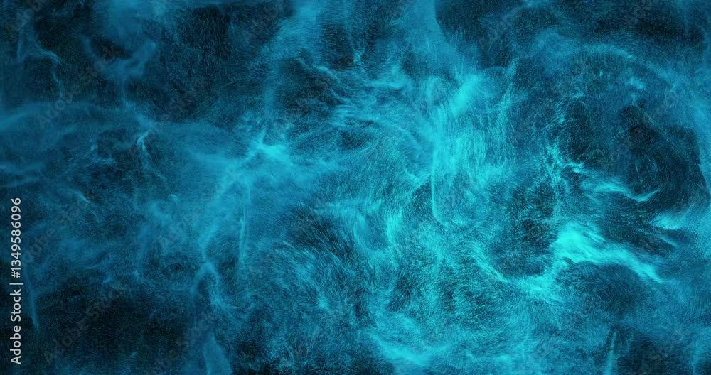 Poster abstract fluid motion loop and glowing particle background. 4k loop, 3d render