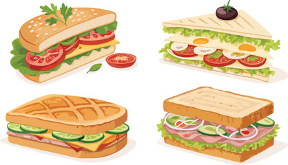 Sandwich vector design, Sandwich Logo and icon design, Set of Sandwich vector design