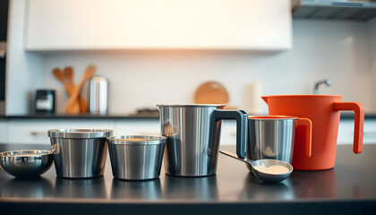 Measuring Tools Composition for Baking in Bright Kitchen Setting