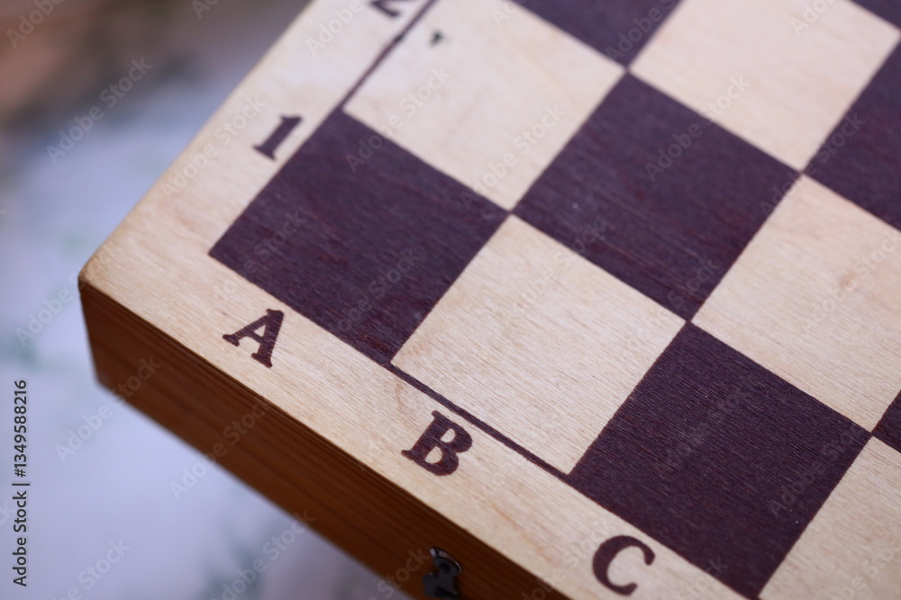 Aufkleber a detailed view of a chessboard with pieces in various positions.