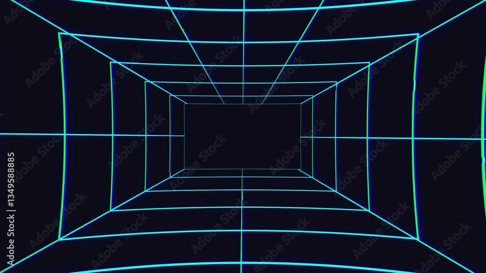 Poster mesmerizing 3d tunnel of blue neon lines abstract background visual experience