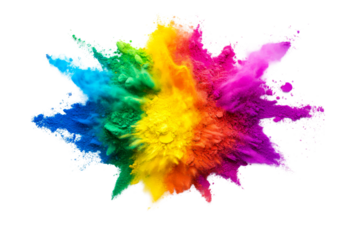 Colorful powder explosion, rainbow spectrum, vibrant texture, cut out transparent