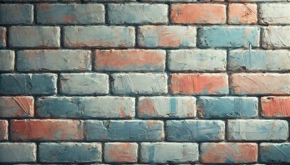Naklejka premium Rustic Painted Brick Wall – Urban Industrial Design Inspiration 