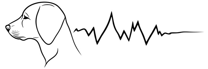 vector illustration of a silhouette of a dog and The Dog signal Frequency illustration Vector