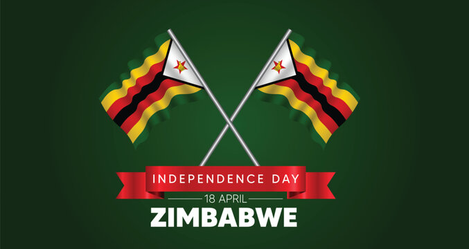 Zimbabwe Independence Day 18 April waving flag vector poster