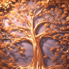 Obraz premium A central stylized tree with golden leaves