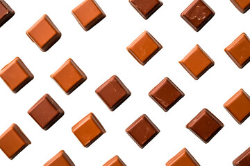 Fototapeta premium Chocolate candies background, square shape design, cut out transparent