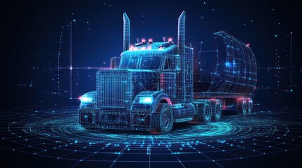 A Digital Depiction of a Semi Truck and Trailer Unit